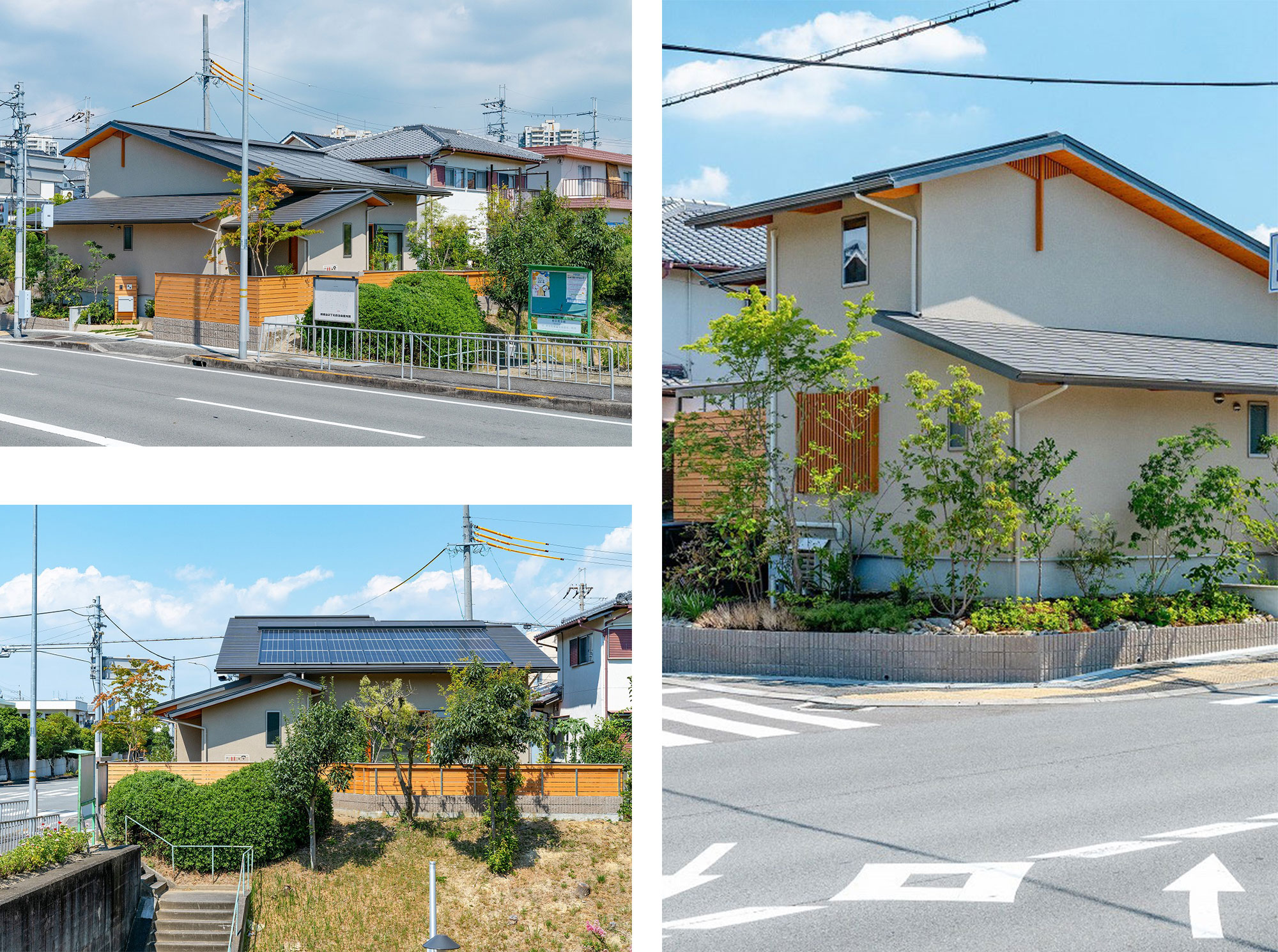 南側に遊歩道のある角地に建つお家。