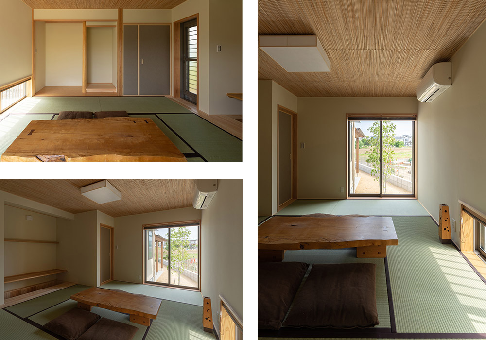 お祖父さまのお部屋の窓からは南の景色が広がります。書き物をする掘り込み式のカウンターも。直接、出入りができる勝手口も設けました。