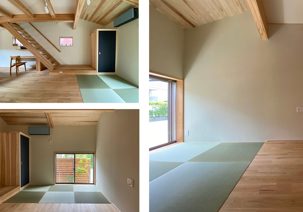 和室はリビングと一体的に。洗濯物を畳む場所としても。