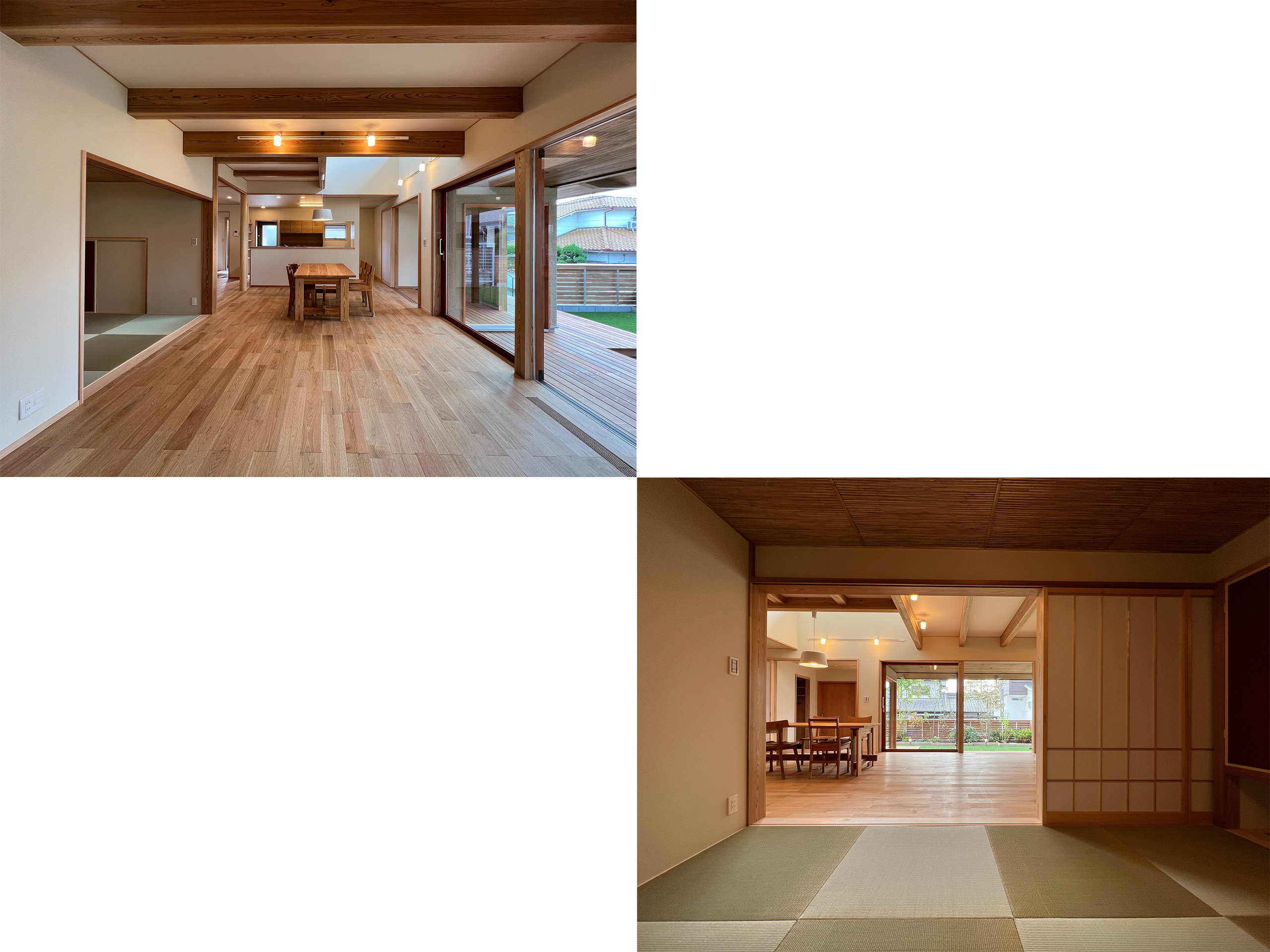6帖の和室はリビングとフラットに繋がり、LDKと一体に使うことができます。